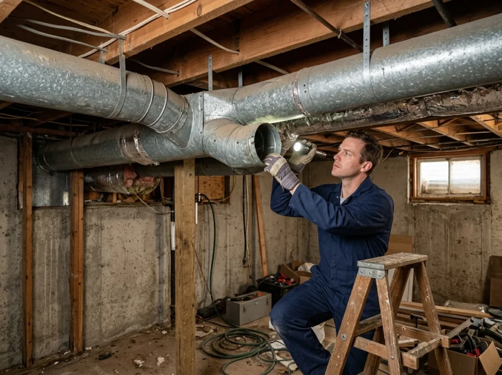 Checking ventilation in a roof space